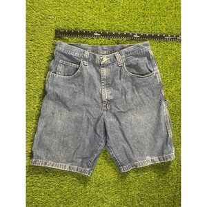 Wrangler‎ Carpenter Denim Jean Shorts Men's 34 Blue Relaxed Fit Workwear